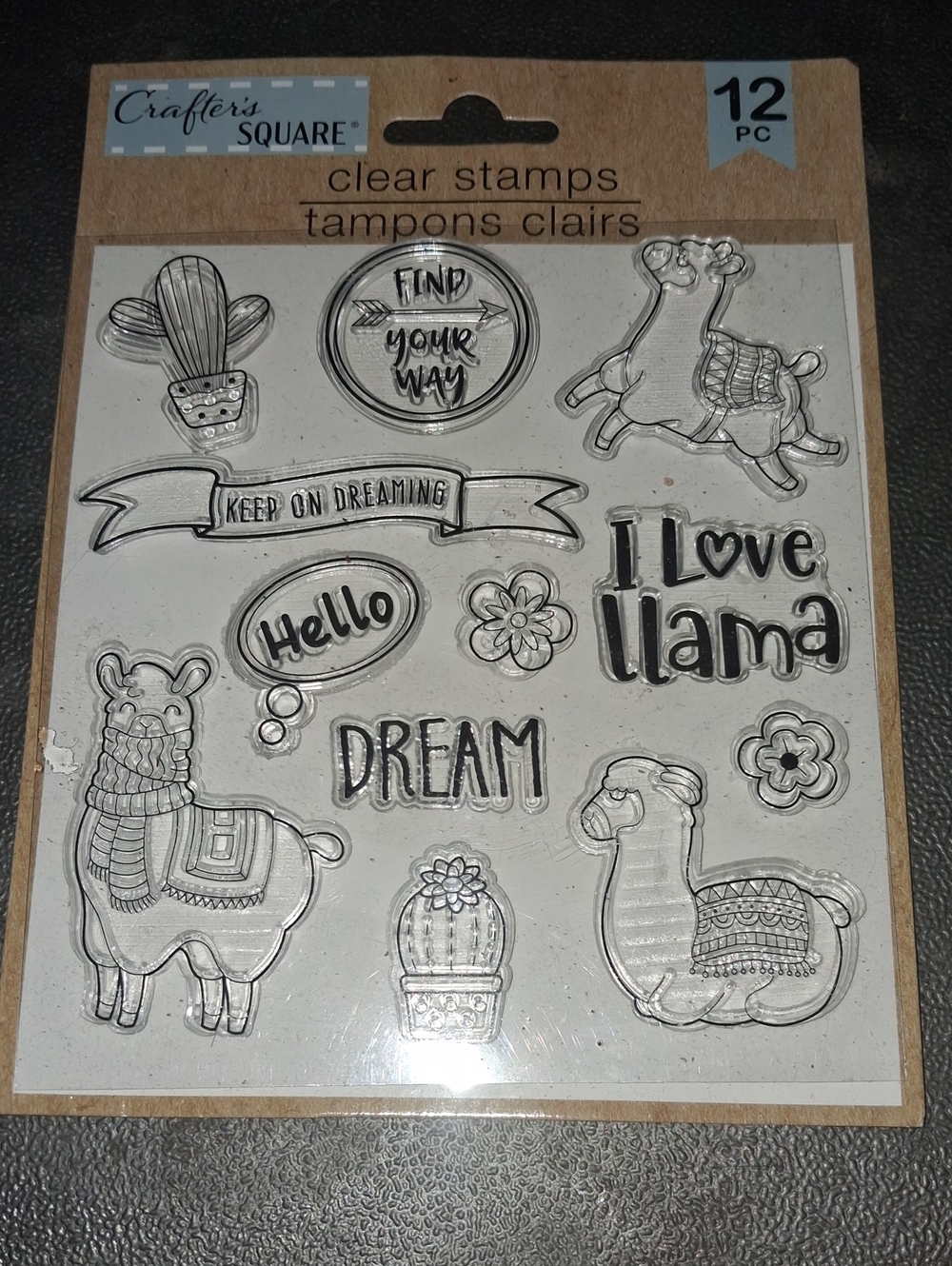 Crafter's Square Llama Clear Stamp Set - Black